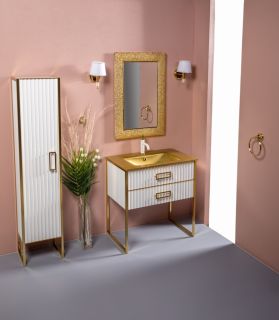 Тумба под раковину Armadi Art Monaco 80см белый/золото 866-080-WG